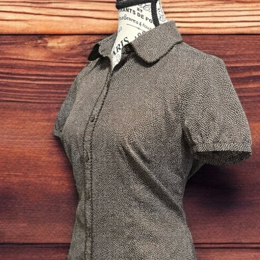 LOFT Short Sleeve Button Down size 6-Brown - Picture 8 of 12